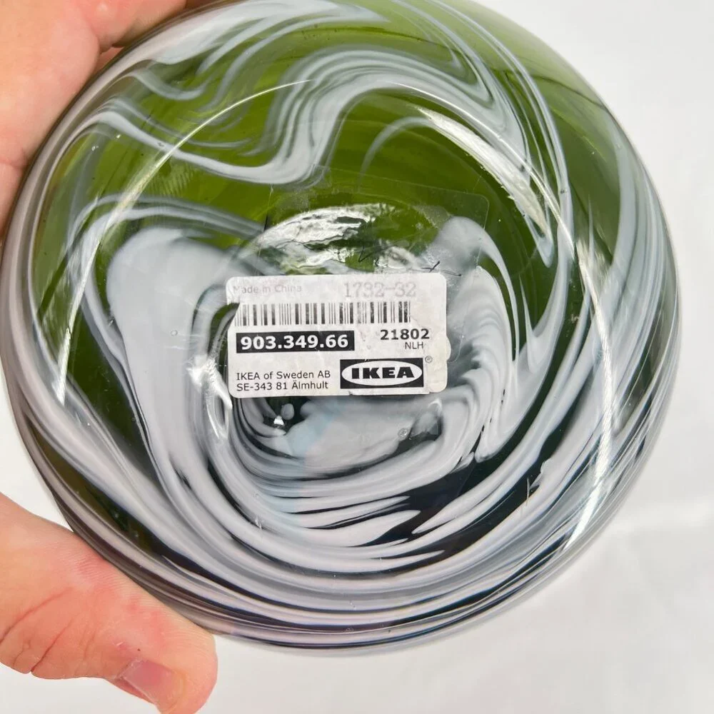 Ikea Iina Vuorivirta Hand‎ Blown Olive Green Swirl Vase PS 2017 Collection